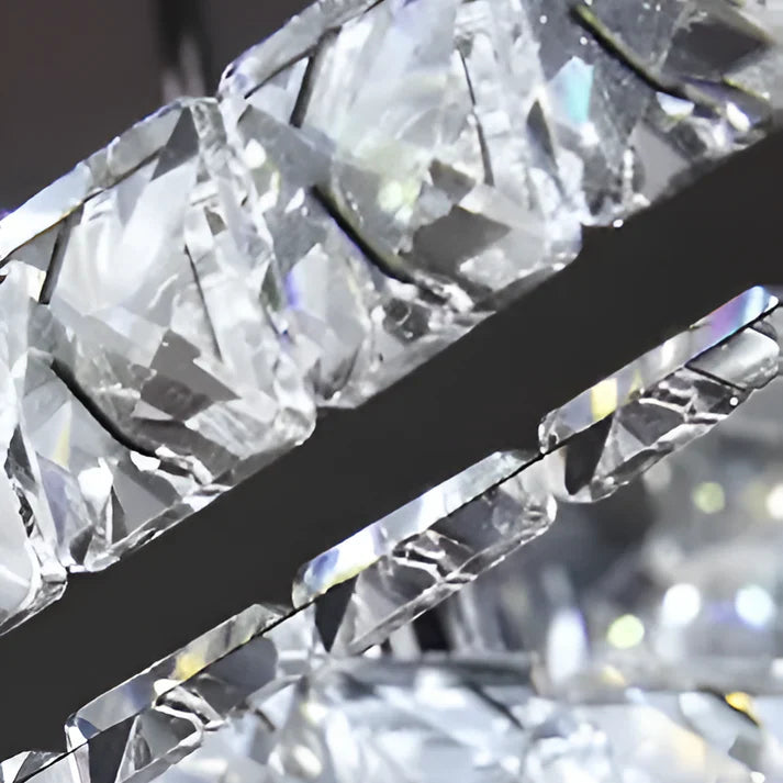 Lustra LED cu cristal ROYALO ROTONDA, 26W, 2 Cercuri, lumina Rece/Calda/Neutra, Crom Lucios