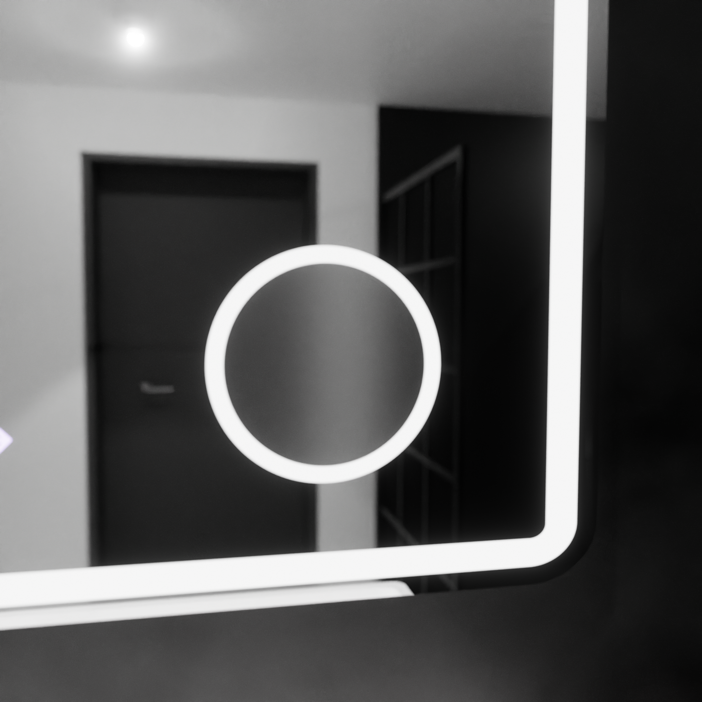 Oglinda LED Rectangulara, 90x75cm, Eco Riflesso Puro MotionGlow Marcello, Sistem Dezaburire, Ceas & Termometru, Lupa Cosmetica, Dimabila