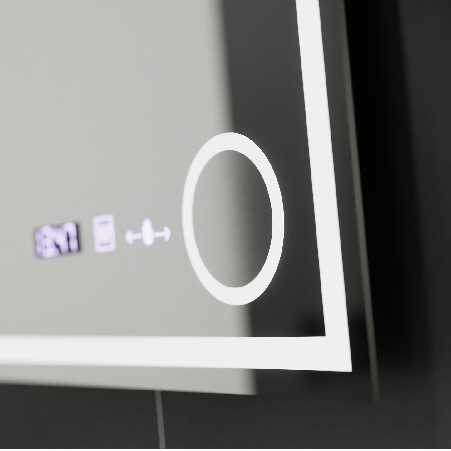 Oglinda LED Rectangulara, 60x60cm, Souverain MotionGlow Marcello, Sistem Dezaburire, Ceas & Termometru, Lupa Cosmetica, Dimabila