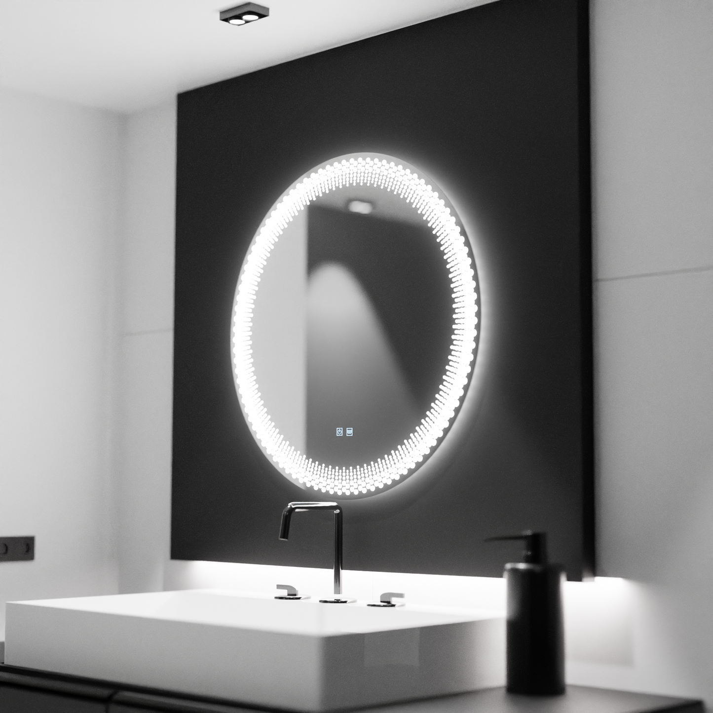 Oglinda LED Rotunda 60cm,  Stellaire Touch, Sistem Dezaburire, Dimabila
