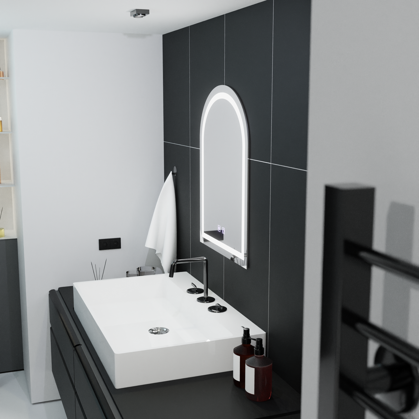 Oglinda LED Arcata 60x80cm, Arco Touch, Sistem Dezaburire, Dimabila