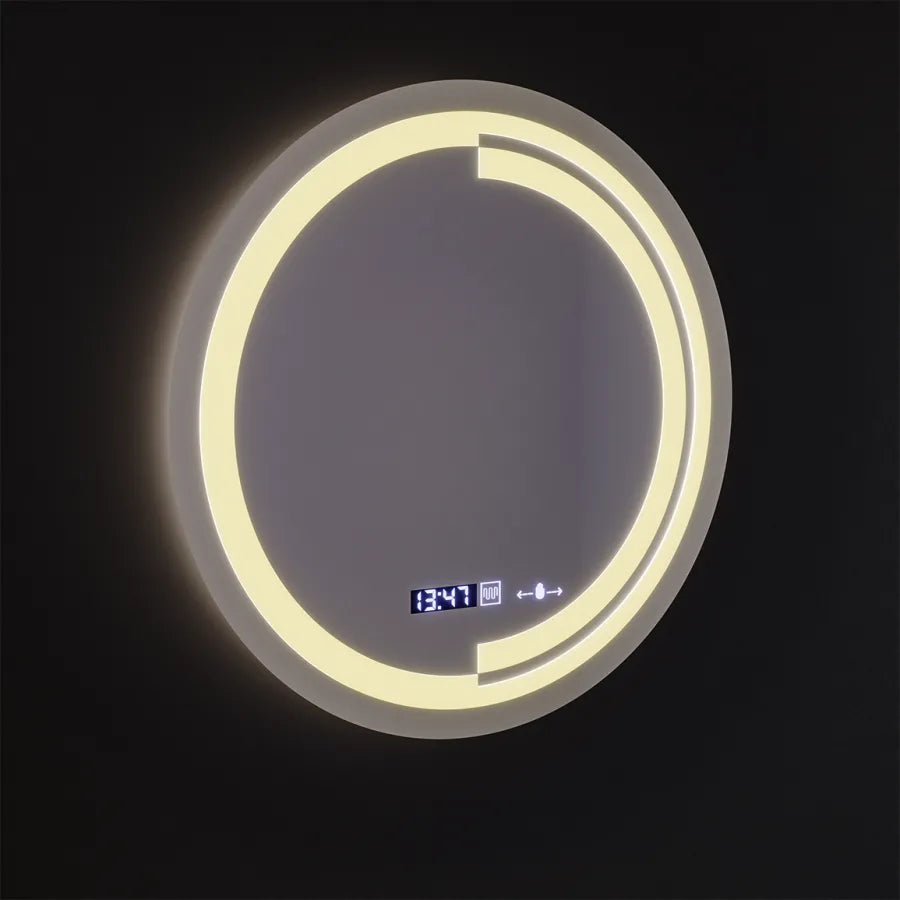 Oglinda LED Rotunda, 60cm, Senzor MotionGlow Consuel Marcello, Sistem Dezaburire, Ceas & Termometru, Dimabila