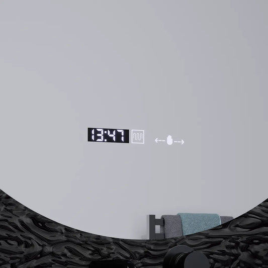 Oglinda LED Rotunda, 60cm, Serenite MotionGlow Marcello, Sistem Dezaburire, Ceas & Termometru, Dimabila