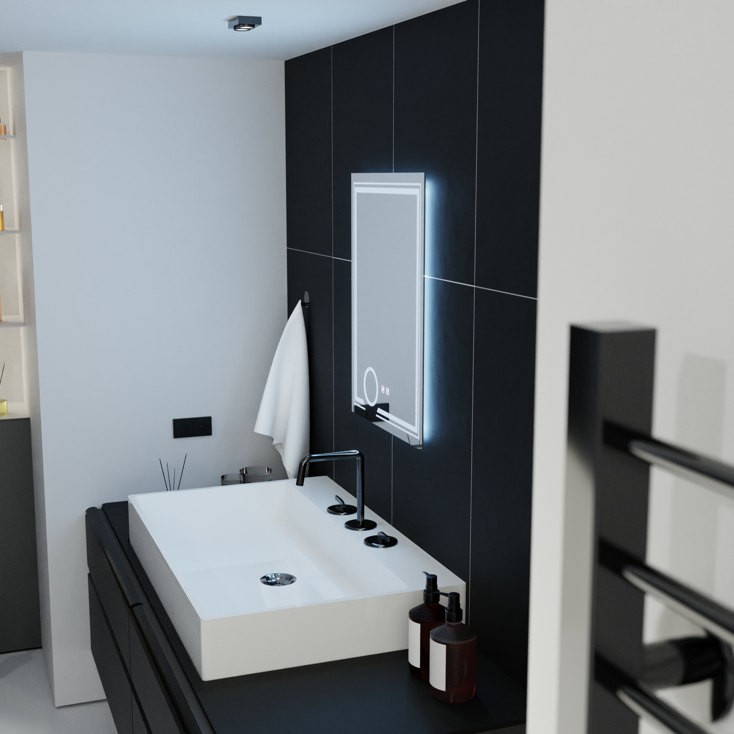 Oglinda LED Rectangulara 60x80cm Magia Canto Touch Sistem Dezaburire Dimabila