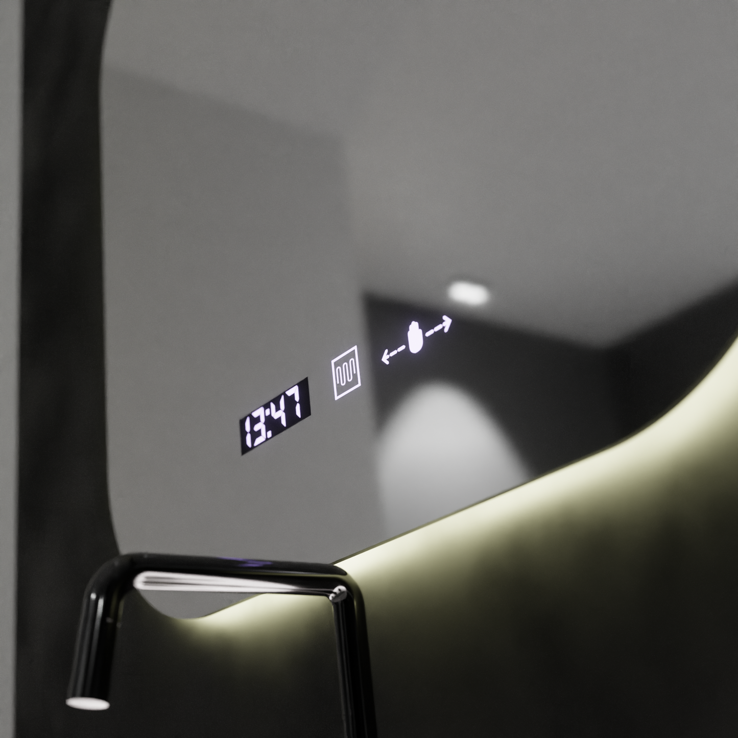 Oglinda LED Rectangulara, 60x60cm, Armonia MotionGlow Marcello, Sistem Dezaburire, Ceas & Termometru, Dimabila