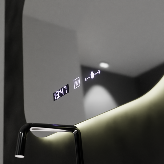 Oglinda LED Rectangulara, 60x60cm, Armonia MotionGlow Marcello, Sistem Dezaburire, Ceas & Termometru, Dimabila