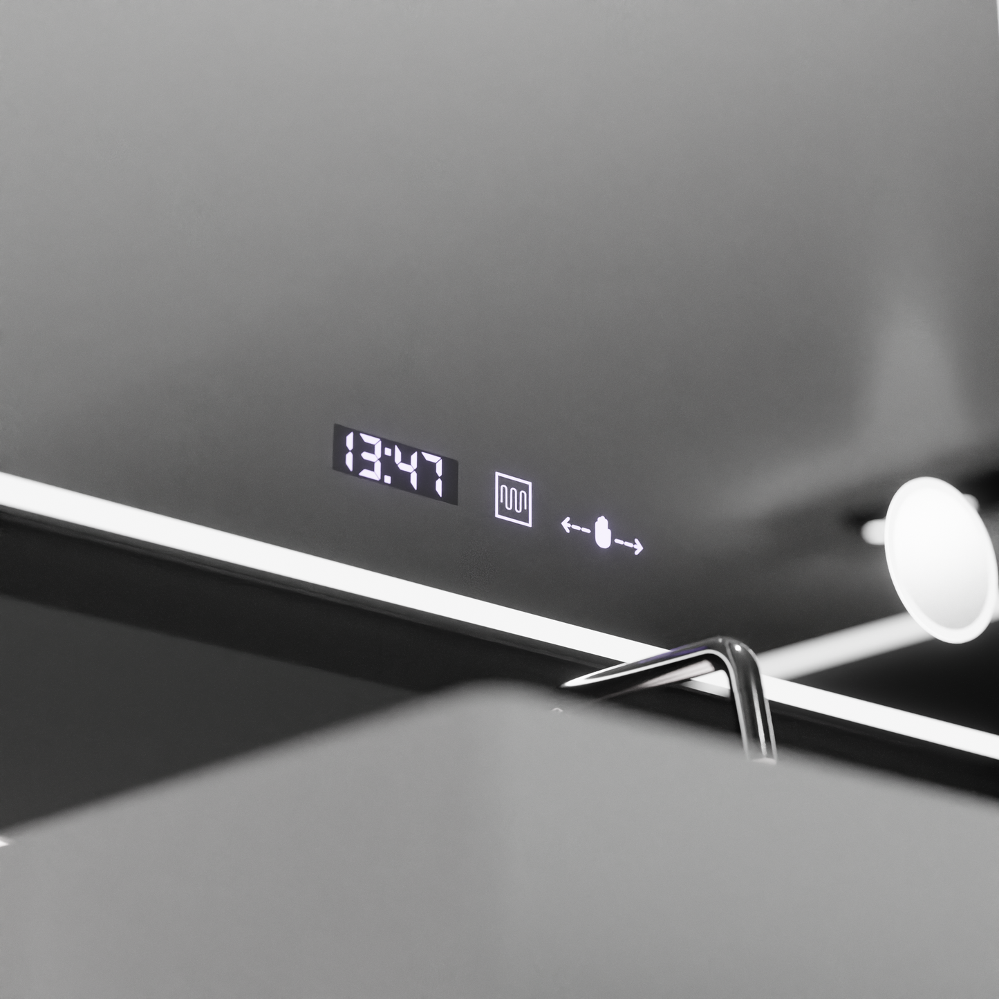 Oglinda LED Rectangulara, 120x80cm, Aura Riflesso Puro MotionGlow Marcello, Sistem Dezaburire, Ceas & Termometru, Lupa Cosmetica, Dimabila