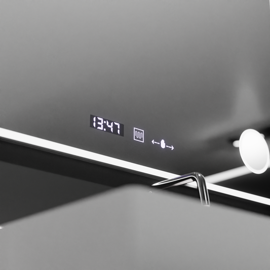 Oglinda LED Rectangulara, 120x80cm, Aura Riflesso Puro MotionGlow Marcello, Sistem Dezaburire, Ceas & Termometru, Lupa Cosmetica, Dimabila