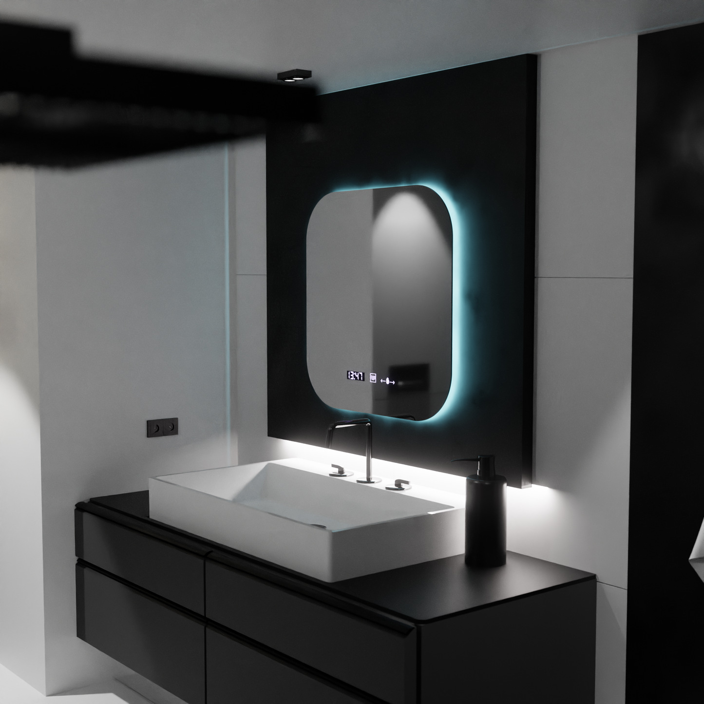 Oglinda LED Rectangulara, 60x60cm, Armonia MotionGlow Marcello, Sistem Dezaburire, Ceas & Termometru, Dimabila