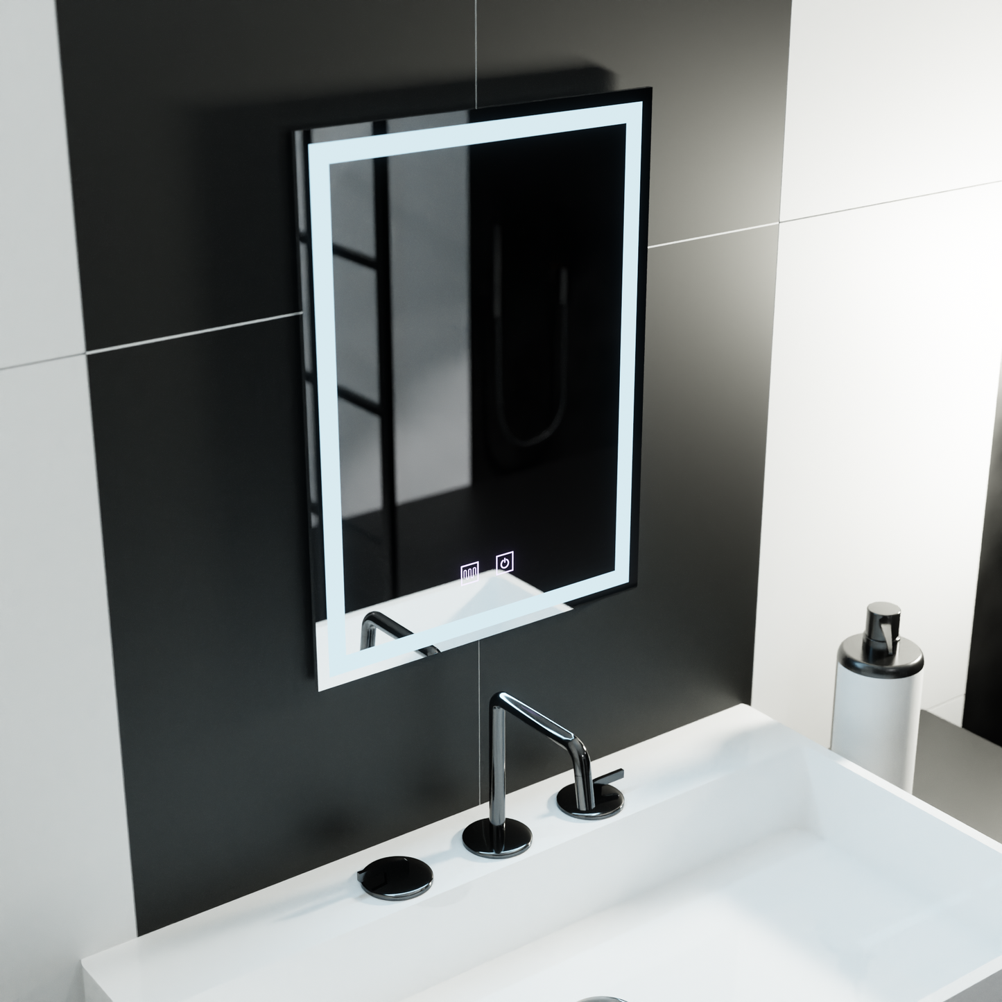 Oglinda LED Rectangulara, 60x80cm,  Nox Touch, Sistem Dezaburire