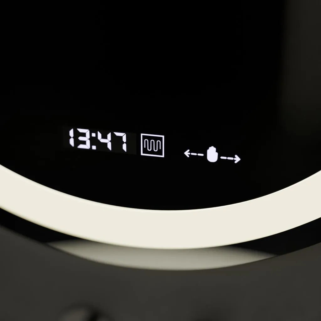 Oglinda LED Rotunda, 60cm, Celeste MotionGlow Marcello, Sistem Dezaburire, Ceas & Termometru, Dimabila