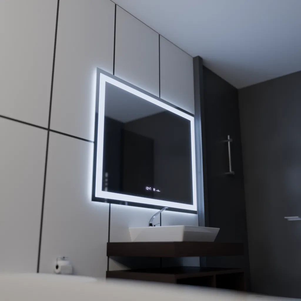 Oglinda LED Rectangulara 120x80cm Vérité MotionGlow Marcello, Sistem Dezaburire, Ceas & Termometru, Dimabila