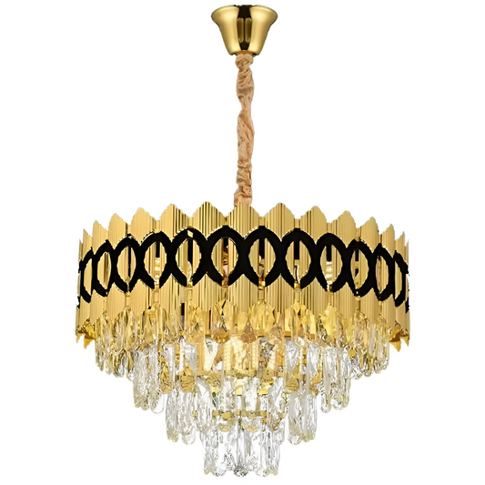 Candelabru Cristal PIERREFONDS Petito 3xE14, Diametru 30cm, Auriu, Inaltime Reglabila