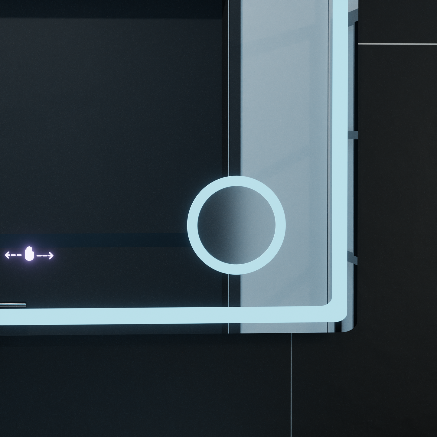 Oglinda LED Rectangulara, 90x60cm, Bellezza Riflesso Puro MotionGlow Marcello, Sistem Dezaburire, Ceas & Termometru, Lupa Cosmetica,  Dimabila