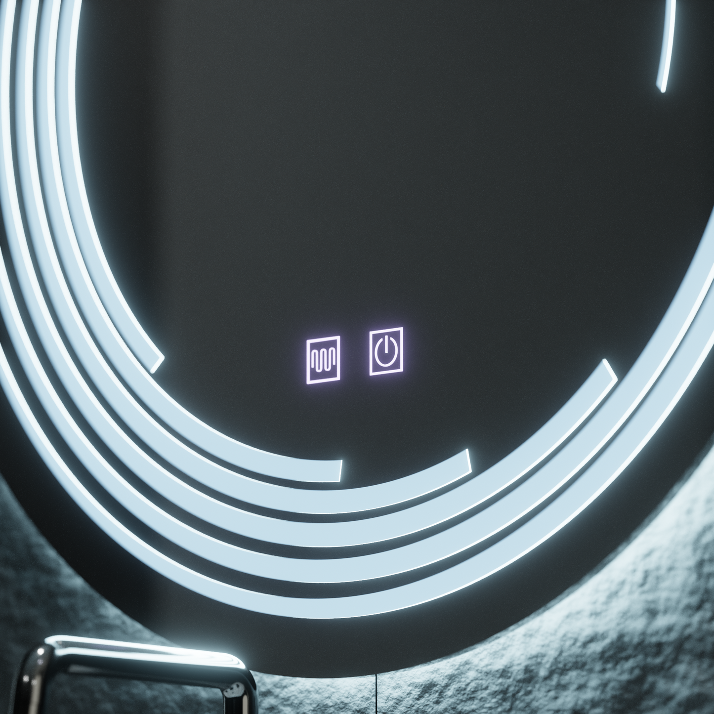 Oglinda LED Rotunda, 60cm, Lira Verità Touch, Sistem Dezaburire, Dimabila