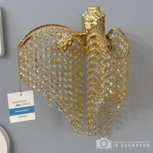 Aplica Cristal Sapphire 2x E27 Auriu Lucios Lucios, Siraguri de cristale