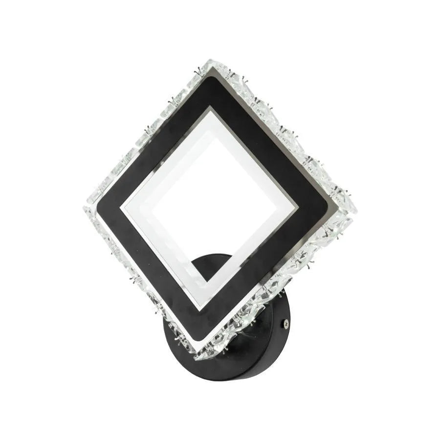 Aplica LED TERRANO cu Cristale, Patrat, 24W, Lumina Rece/Calda/Neutra, Negru & Inox