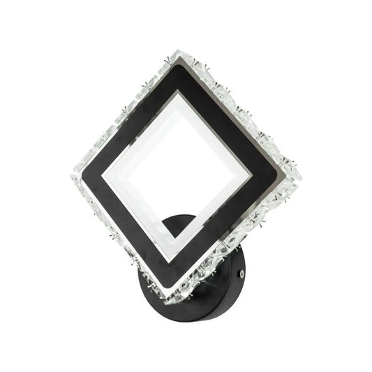 Aplica LED TERRANO cu Cristale, Patrat, 24W, Lumina Rece/Calda/Neutra, Negru & Inox