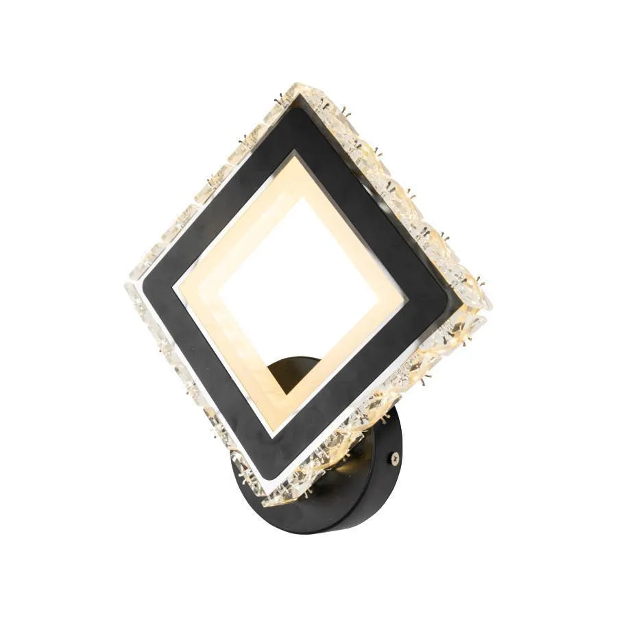 Aplica LED TERRANO cu Cristale, Patrat, 24W, Lumina Rece/Calda/Neutra, Negru & Inox