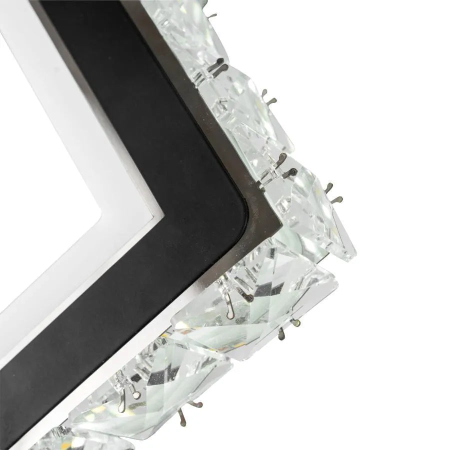 Aplica LED TERRANO cu Cristale, Patrat, 24W, Lumina Rece/Calda/Neutra, Negru & Inox