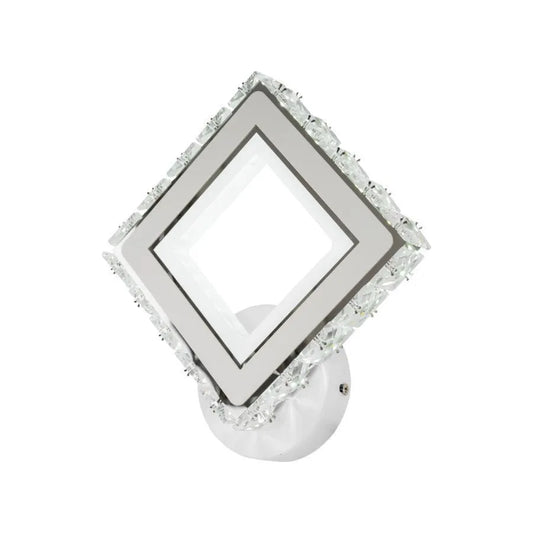 Aplica LED TERRANO cu Cristale, Patrat, 24W, Lumina Rece/Calda/Neutra, Alb & Inox