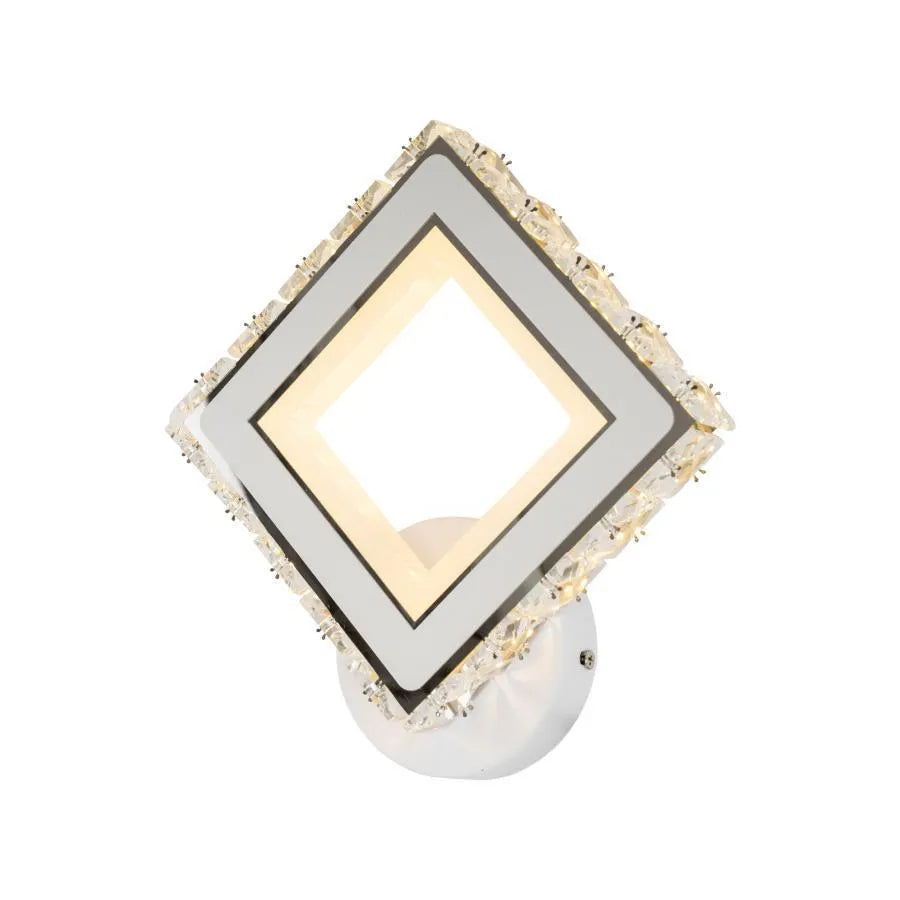 Aplica LED TERRANO cu Cristale, Patrat, 24W, Lumina Rece/Calda/Neutra, Alb & Inox