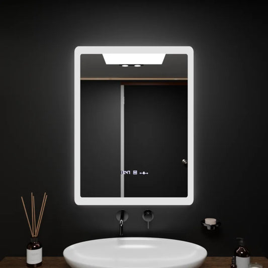 Oglinda LED Rectangulara, 60x80cm, Pugliesi Senzor MotionGlow Marcello, Sistem Dezaburire, Ceas & Termometru, Dimabila