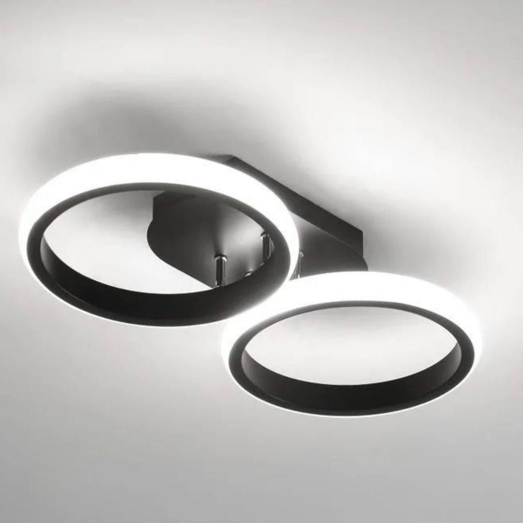 Lustra LED ELIO Celio , 16W, 2 Cercuri, Lumina Rece/Calda/Neutra, Negru