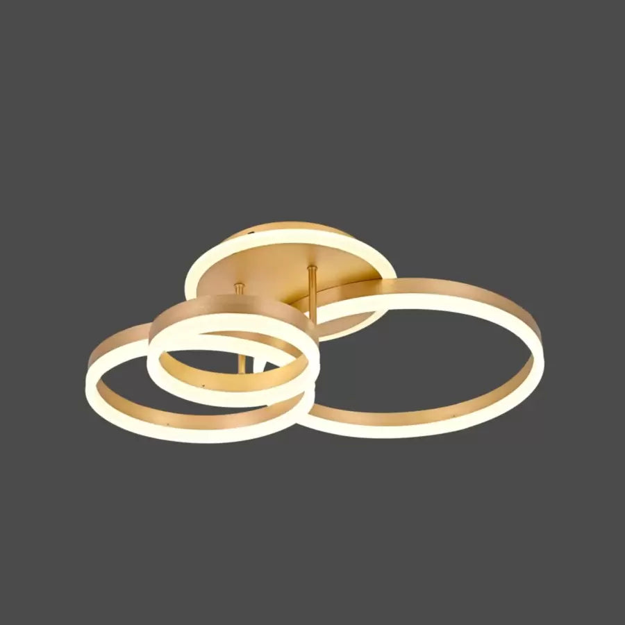 Lustra LED cu telecomanda  ELISABETH, 94W, 3 Cercuri, lumina Rece/Calda/Neutra, Dimabila, Auriu