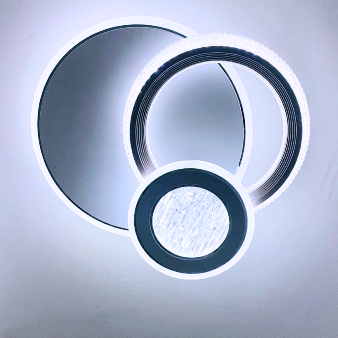 Lustra LED FRACTALUM Rondo, 36W, 3 Cercuri, lumina Rece/Calda/Neutra, Negru