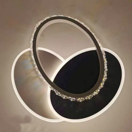 Lustra LED PRISMIQ, 28W, 3 Cercuri, lumina Rece/Calda/Neutra, Negru