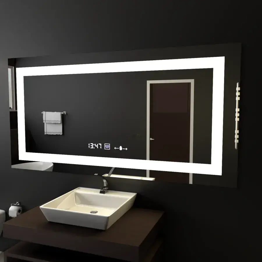 Oglinda LED Rectangulara, 120x60cm, Verite MotionGlow Marcello, Sistem Dezaburire, Ceas & Termometru, Dimabila