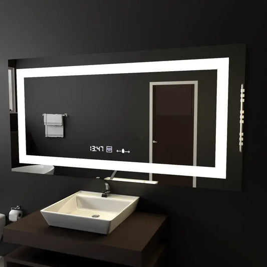 Oglinda LED Rectangulara, 120x60cm, Verite MotionGlow Marcello, Sistem Dezaburire, Ceas & Termometru, Dimabila