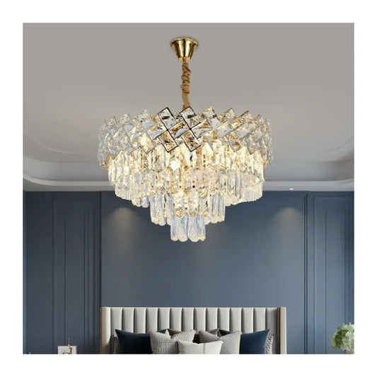 Candelabru Cristal WINDSOR Nobile 5xE27, Diametru 40cm, Auriu Lucios, Inaltime Reglabila