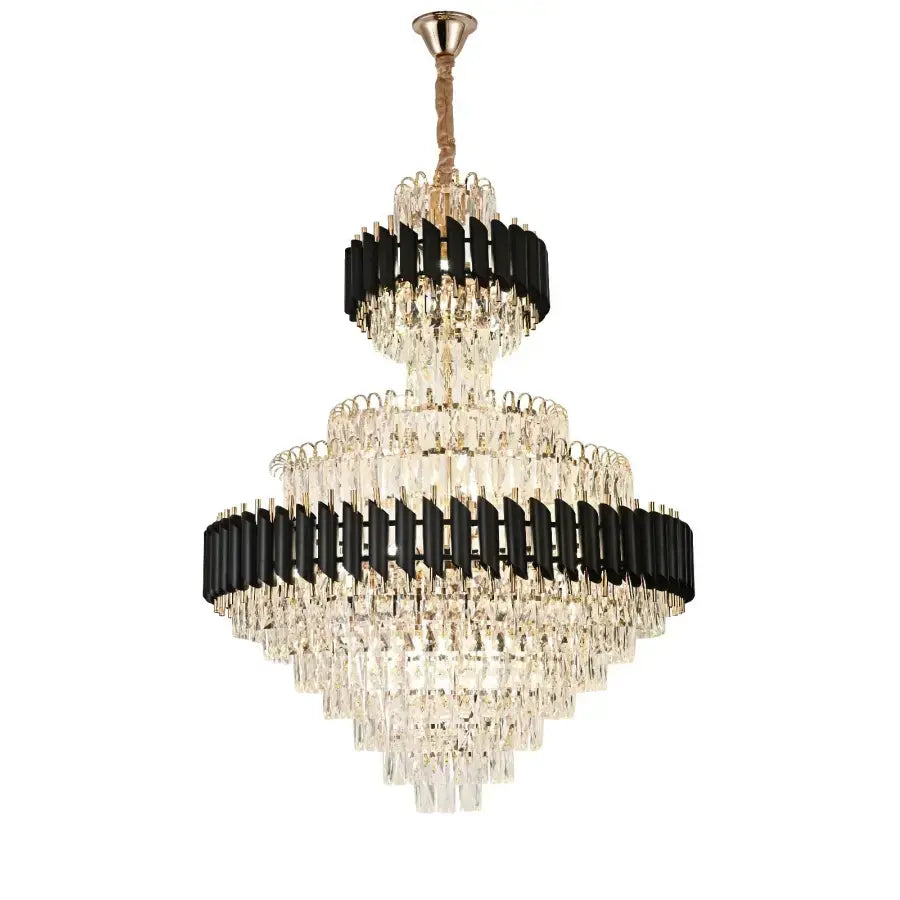 Candelabru Cristal VERSAILLES Grande Supremo 10xE14, Diametru 60cm x Inaltime 90cm, Auriu Lucios si Negru, Inaltime Reglabila