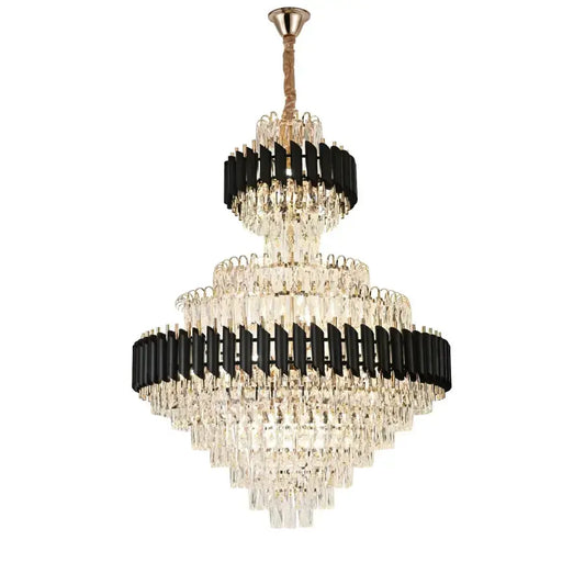 Candelabru Cristal VERSAILLES Grande Supremo 10xE14, Diametru 60cm x Inaltime 90cm, Auriu Lucios si Negru, Inaltime Reglabila