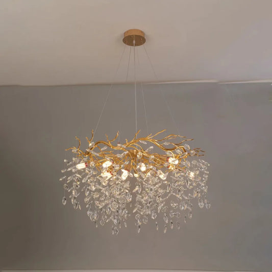 Candelabru Cristal WALTZ Rhapsody, 9x G9, Auriu, 60cm, Inaltime Reglabila