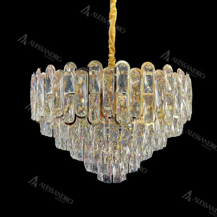 Candelabru Cristal Bamsi 10x E27 Diametru 60cm Auriu