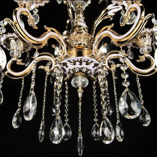 Candelabru Cristal Luciano, 6*E14, Auriu, Metal si Cristal
