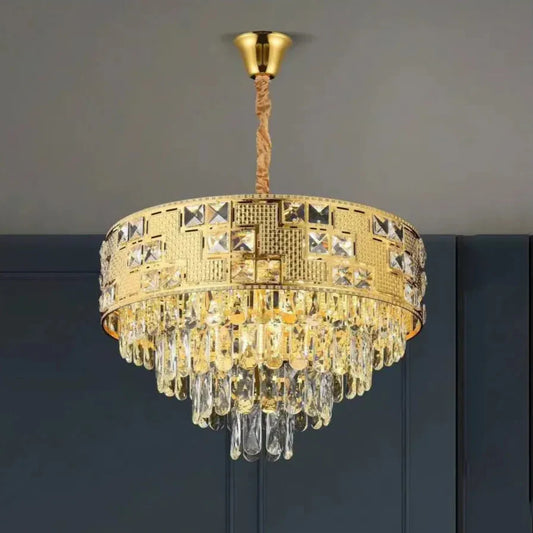 Candelabru Cristal NEUSCHWANSTEIN Petito 3xE14, Diametru 30cm, Auriu, Inaltime Reglabila