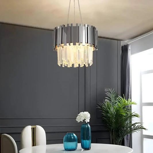 Candelabru Cristal BLOIS Eleganza 8xE14, Diametru 49cm, Argintiu, Inaltime Reglabila