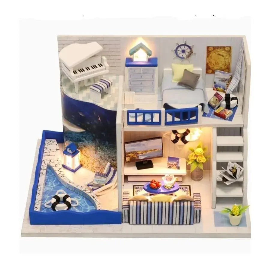Casuta de Vacanta pentru Papusi, Puzzle, Multicolora, Lemn