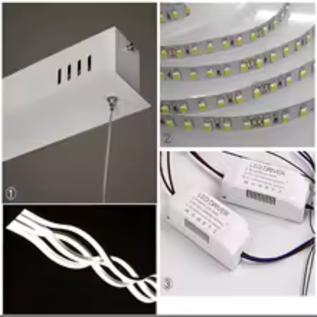 Lustra LED suspendata cu telecomanda WAVE, 76W, 4 Cercuri, lumina Rece/Calda/Neutra, Dimabila, Negru, Inaltime Reglabila