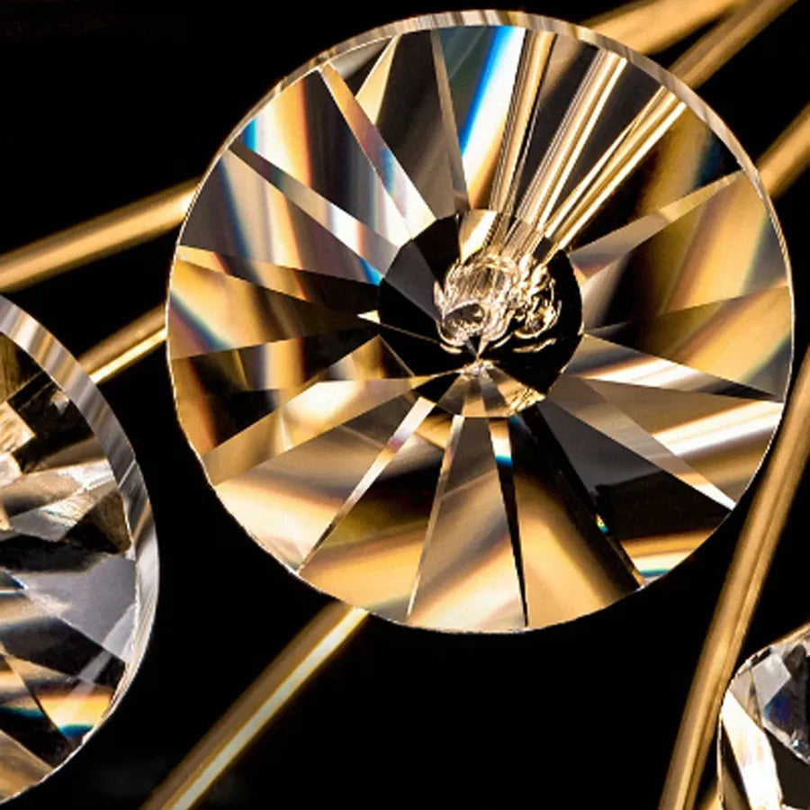 Candelabru Cristal MINUET 12x G9, Diametru 60cm, Auriu Lucios, Inaltime Reglabila