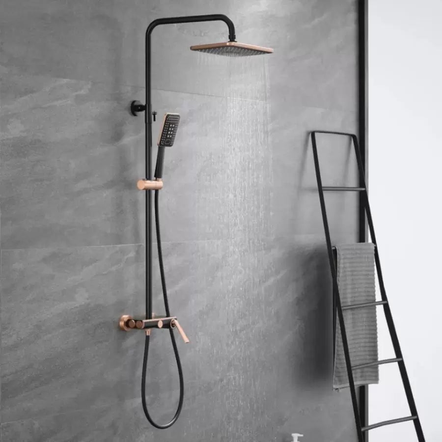 Coloana Dus, Alama Sanitara, Negru cu Roz-Gold, 10010H-M