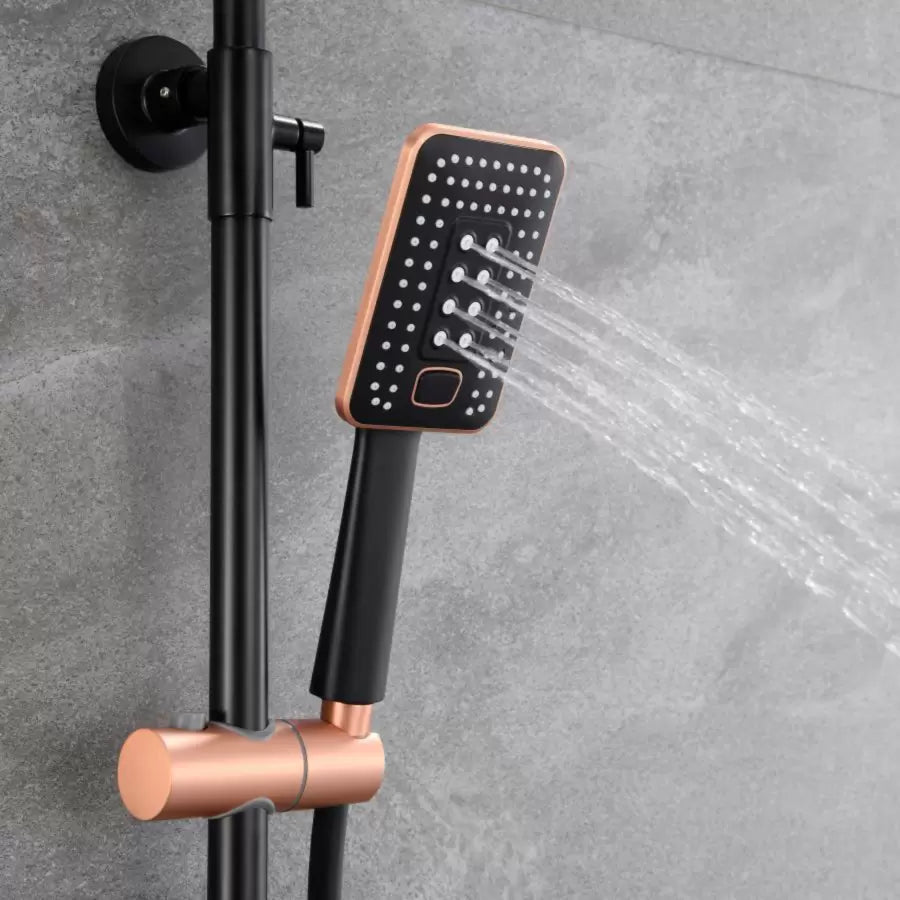 Coloana Dus, Alama Sanitara, Negru cu Roz-Gold, 10010H-M