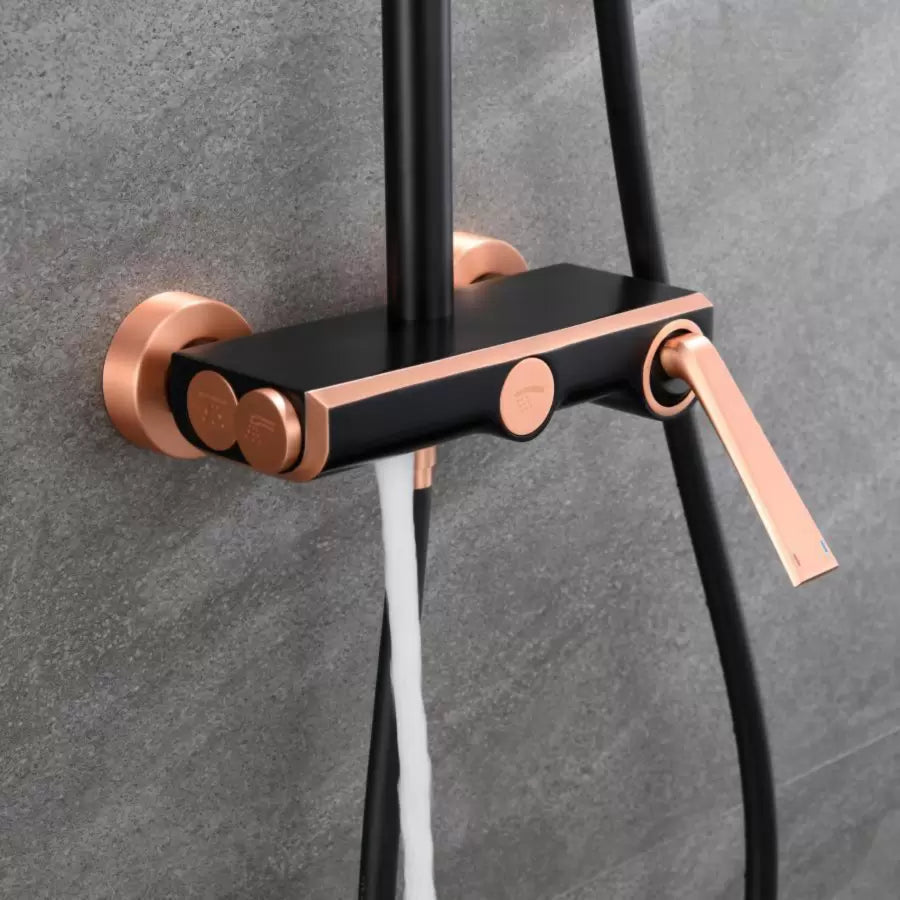 Coloana Dus, Alama Sanitara, Negru cu Roz-Gold, 10010H-M