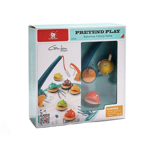 Joc tip Micul Pescar cu Pestisorii Multicolori, 9 Piese, Lemn si Plastic
