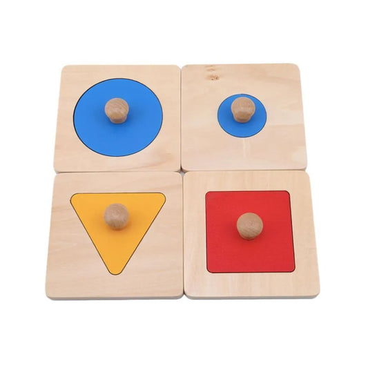 Joc tip Panou Tricolor cu Forme Geometrice, 8 Piese, Lemn