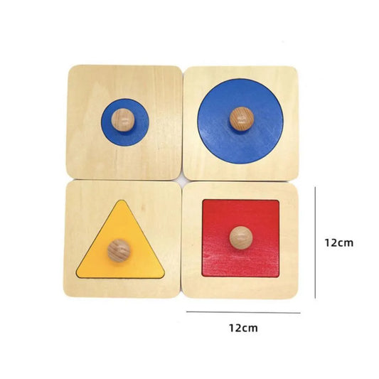 Joc tip Panou Tricolor cu Forme Geometrice, 8 Piese, Lemn